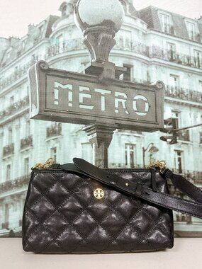 Tory Burch 160651 Willa Zip Shoulder Bag IN Black